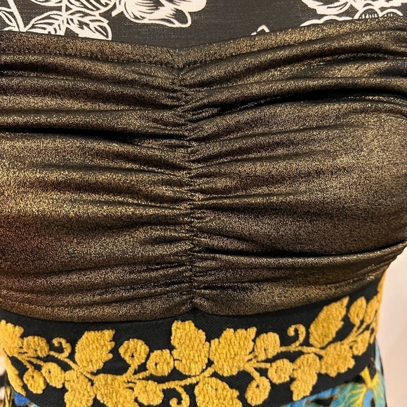 Free People Lost In Paradise Strapless Floral Velvet Mini Dress | Blue &… - Picture 7 of 12